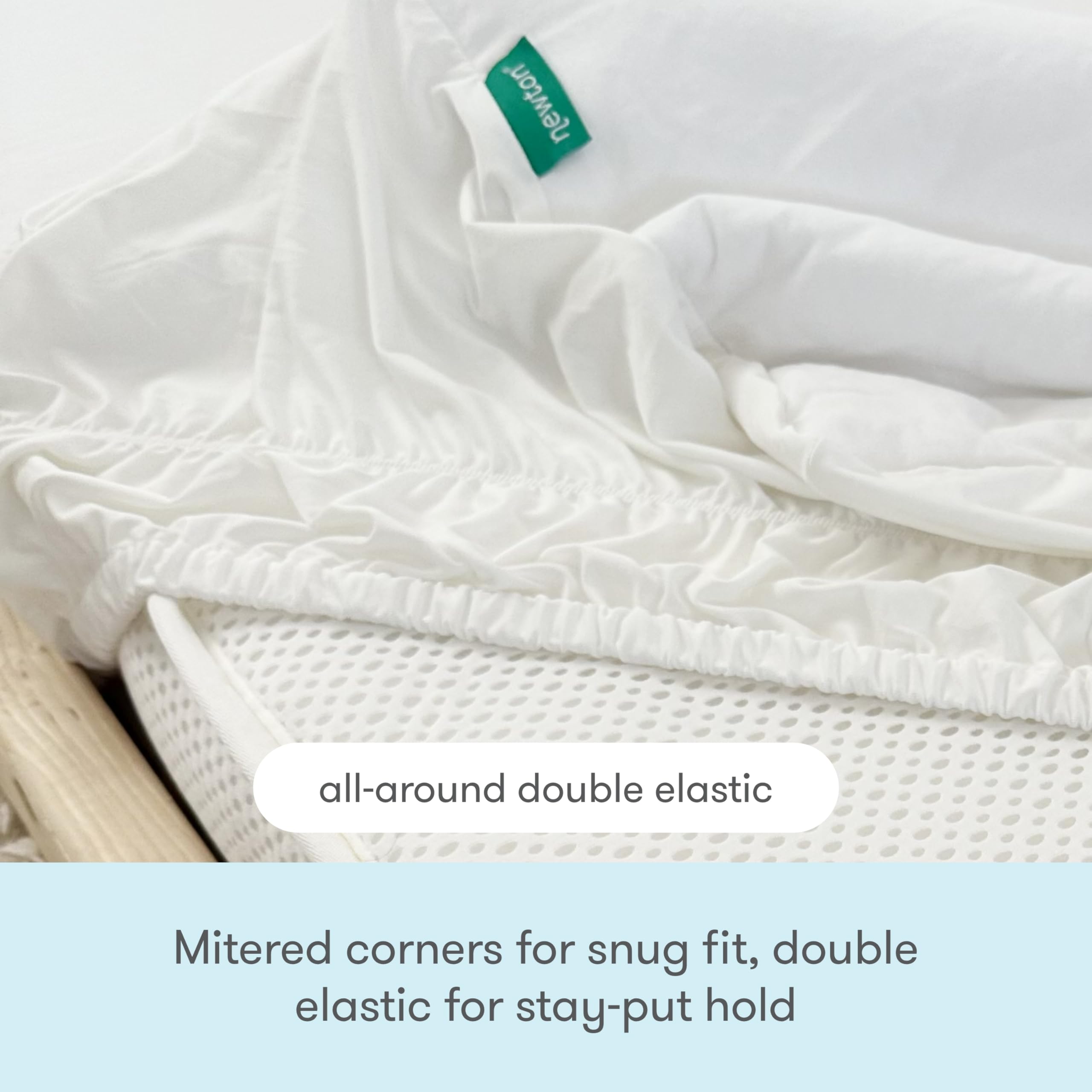 Newton Baby Cream Organic Twin Mattress Pad with universal fitted skirt for secure fit