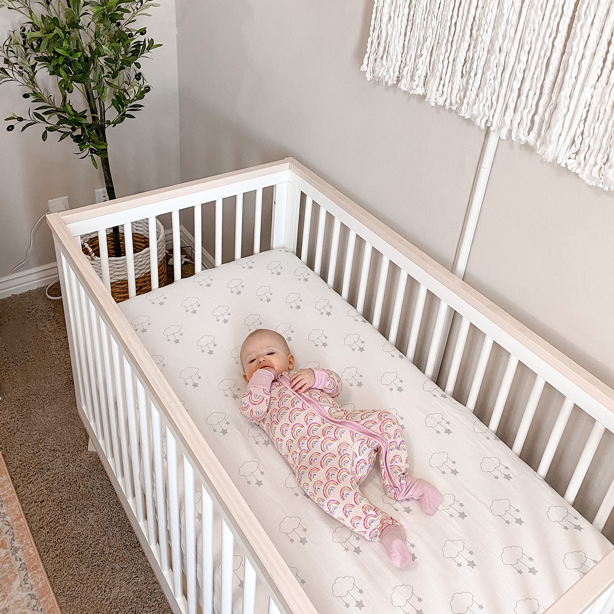 Newton Baby fitted crib sheet all-around elastic for secure fit