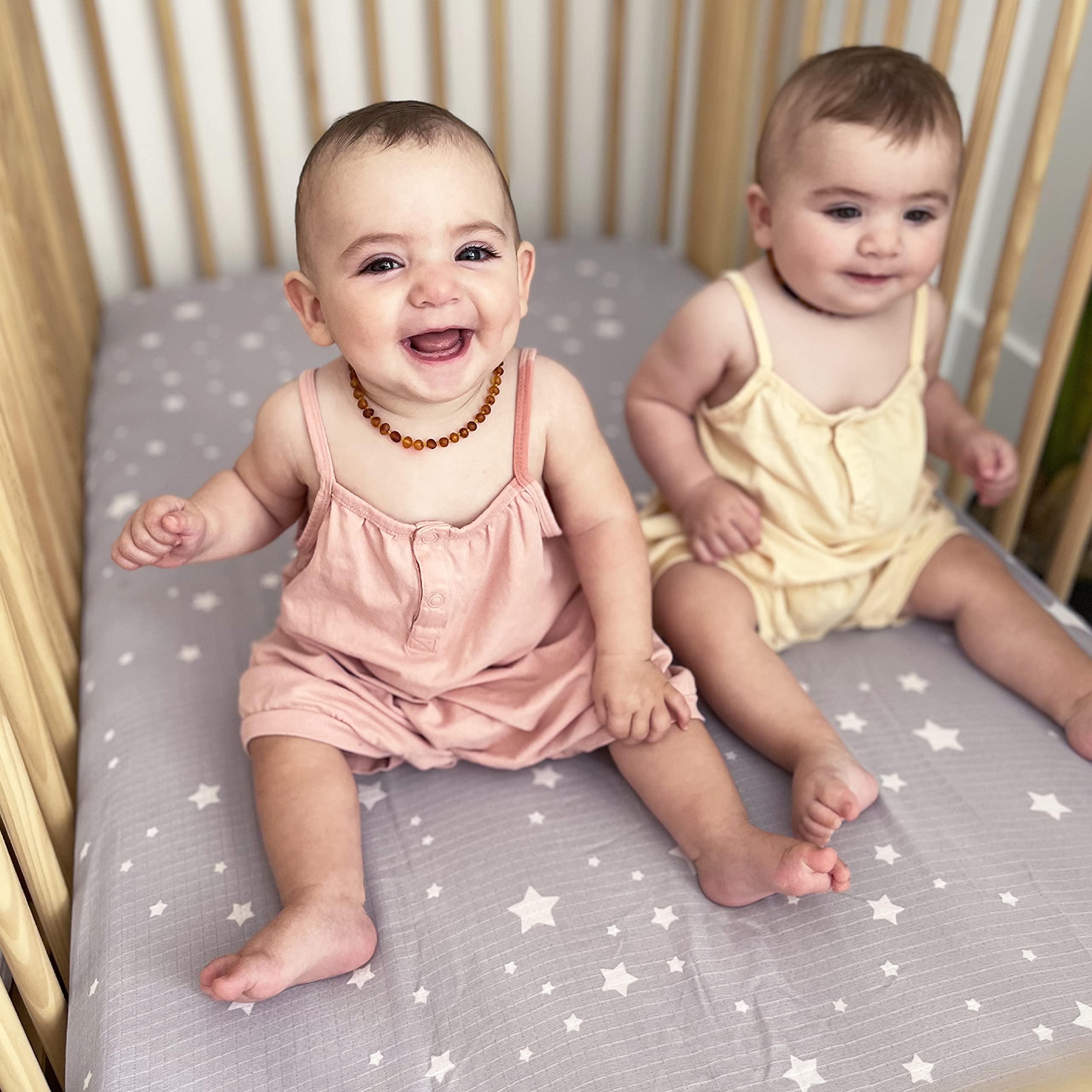 Newton Baby fitted crib sheet closeup, soft texture for cozy sleep