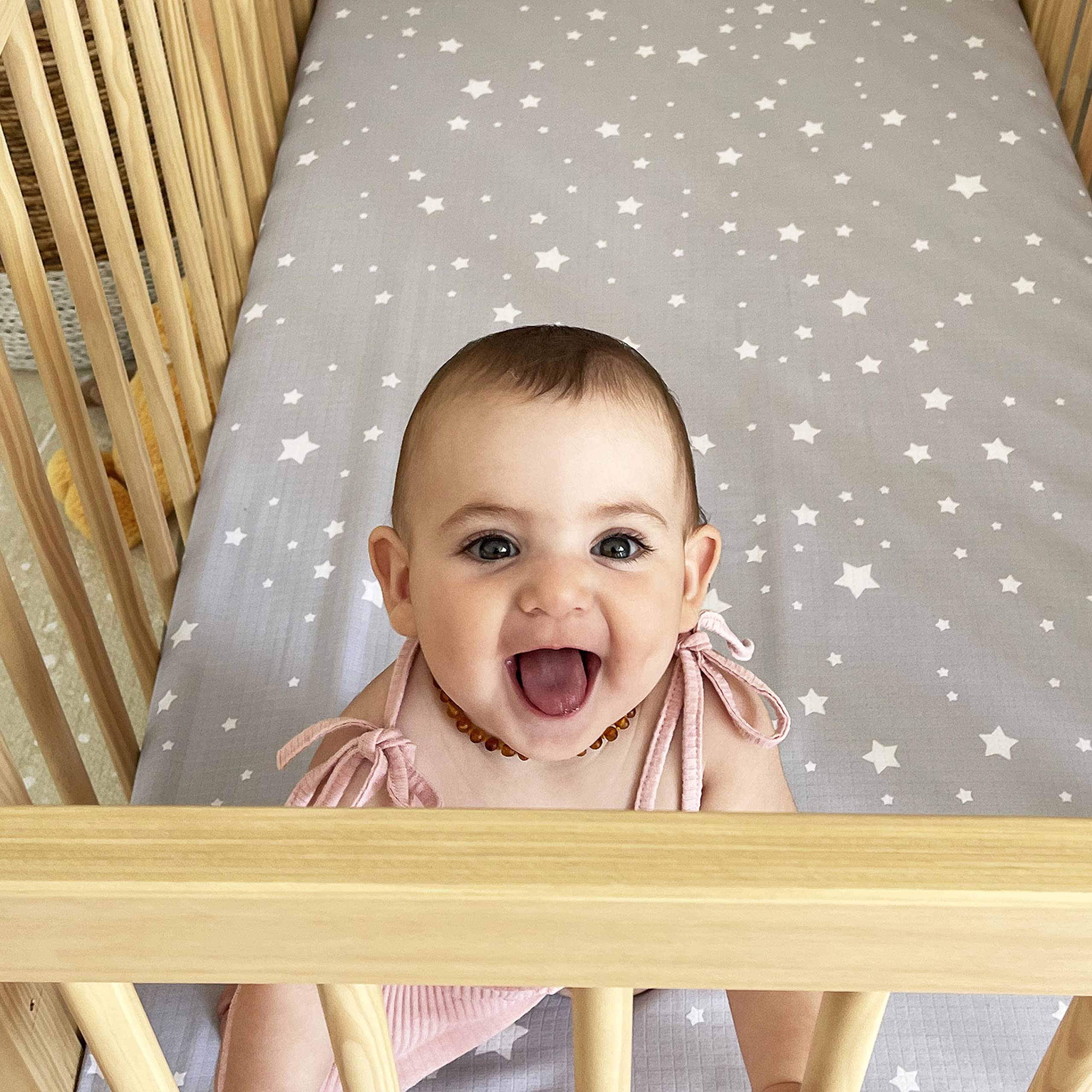 Newton Baby fitted crib sheet plain white, ultra-soft organic cotton for delicate skin