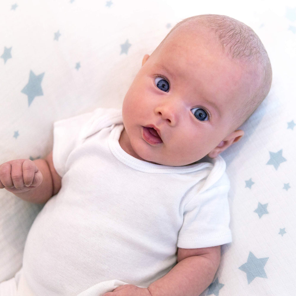 Newton Baby fitted crib sheet standard 52x28 with all-around elastic for snug fit.