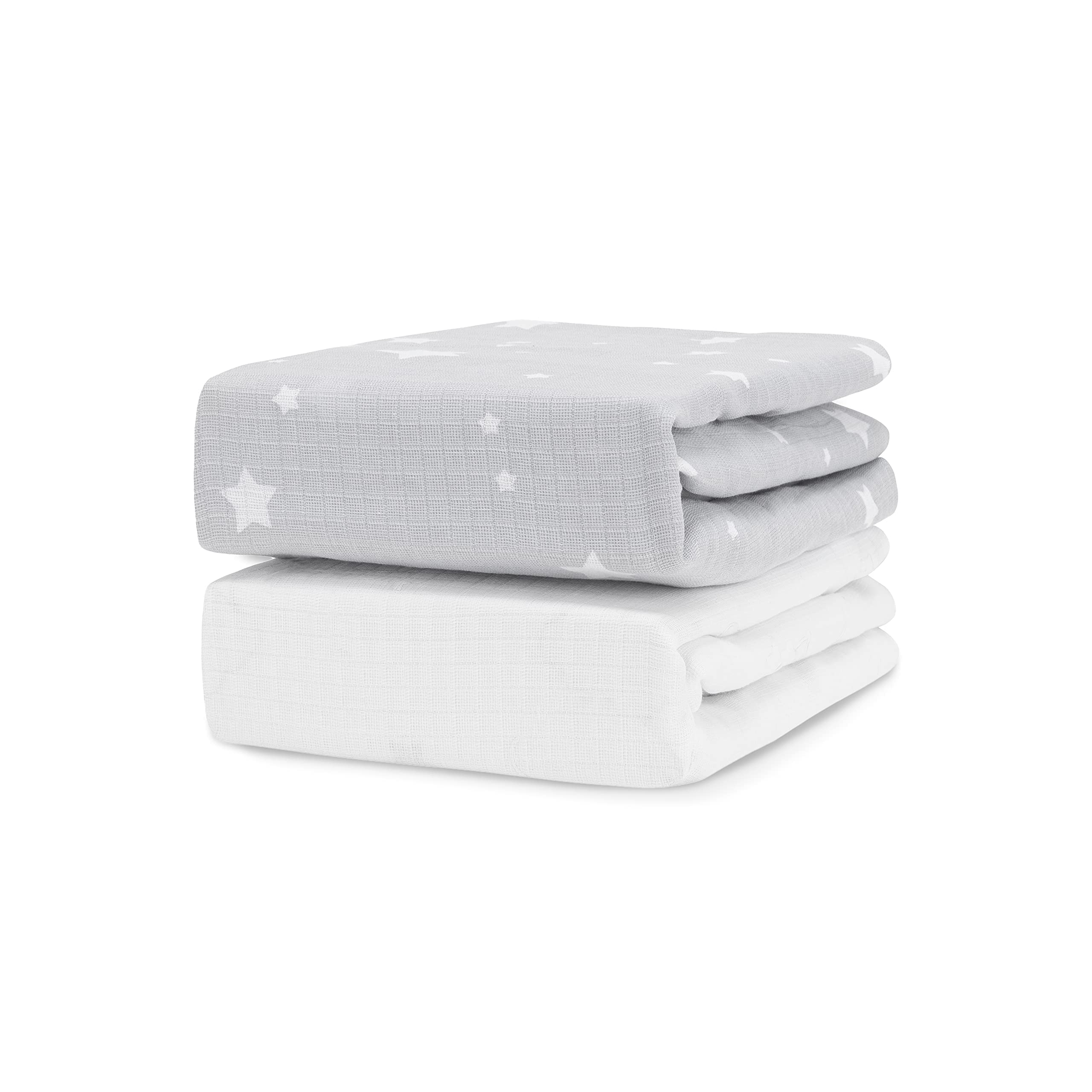 Newton Baby fitted crib sheet Stardust Grey on mattress with breathable organic cotton comfort