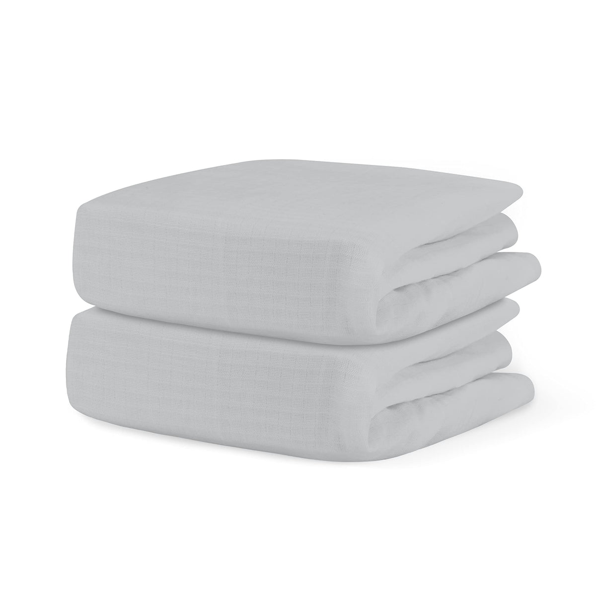 Newton Baby fitted crib sheet Twilight Grey folded on mattress for gentle sleep