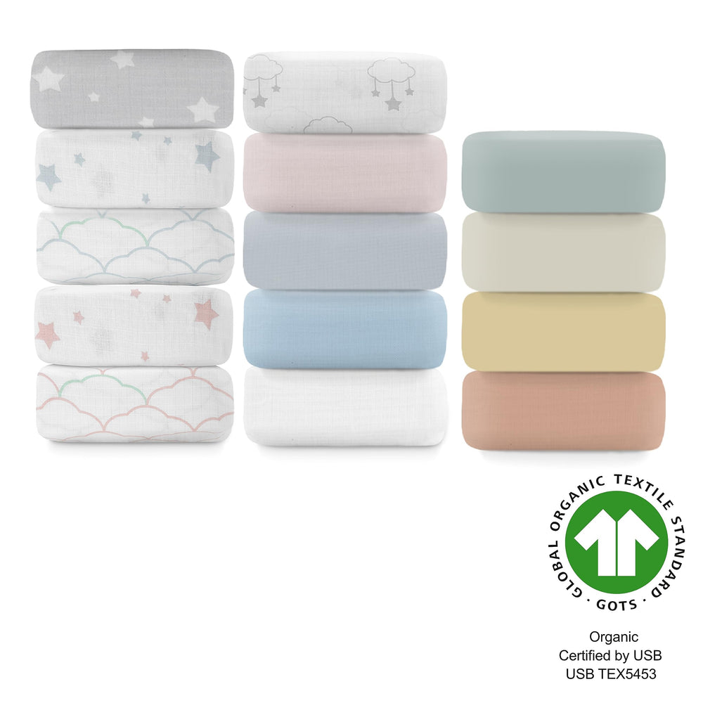 Newton Baby fitted crib sheet two-pack in clay demonstrates handy backups for busy nurseries