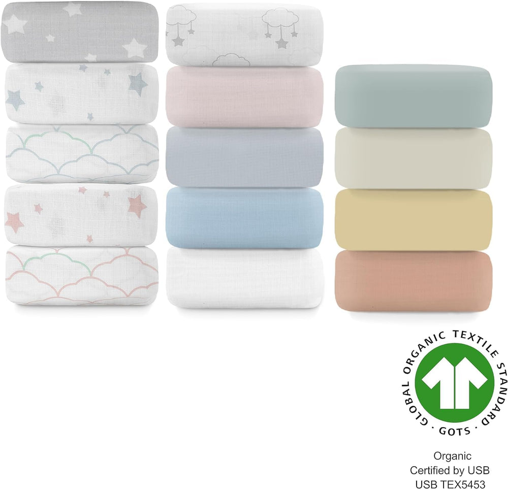 Newton Baby two-pack crib sheet sage label highlights value and convenience