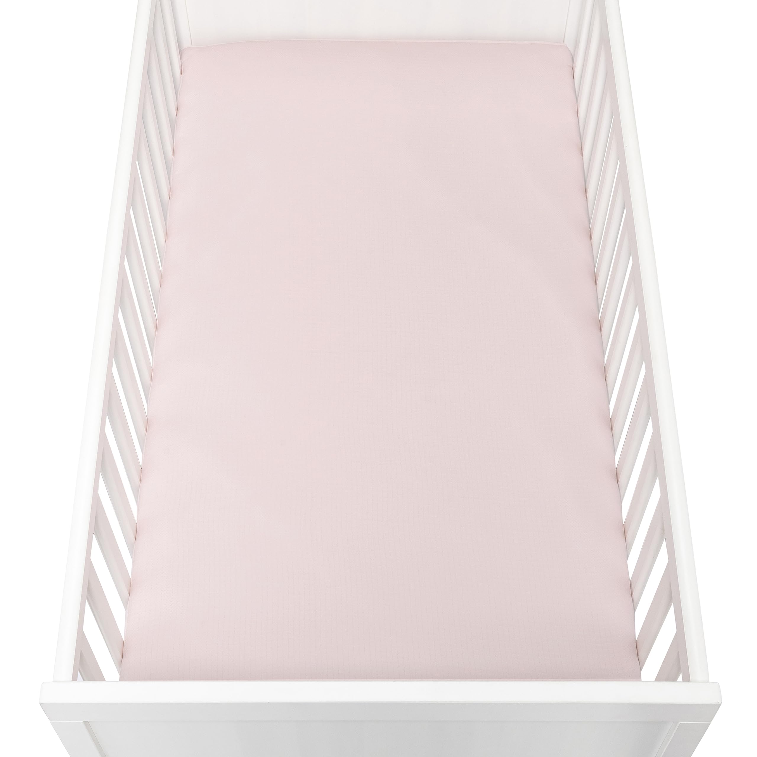 Newton Baby GOTS-certified pink crib sheet, eco-friendly choice.