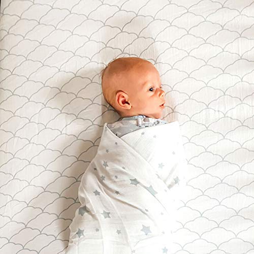Newton Baby Moonstone Mist and White colorway in crib setup
