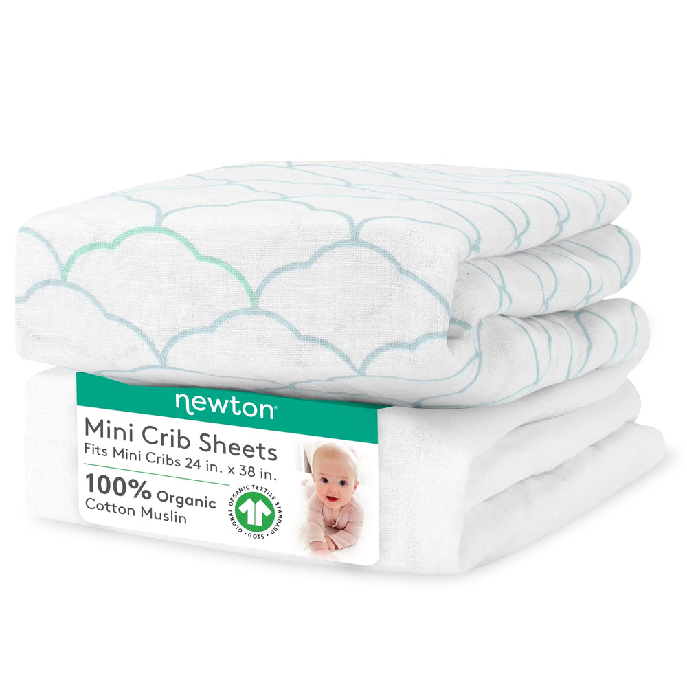 Newton Baby Moonstone Mist sheet close-up shows breathable organic cotton texture