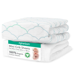 Newton Baby Moonstone Mist sheet close-up shows breathable organic cotton texture