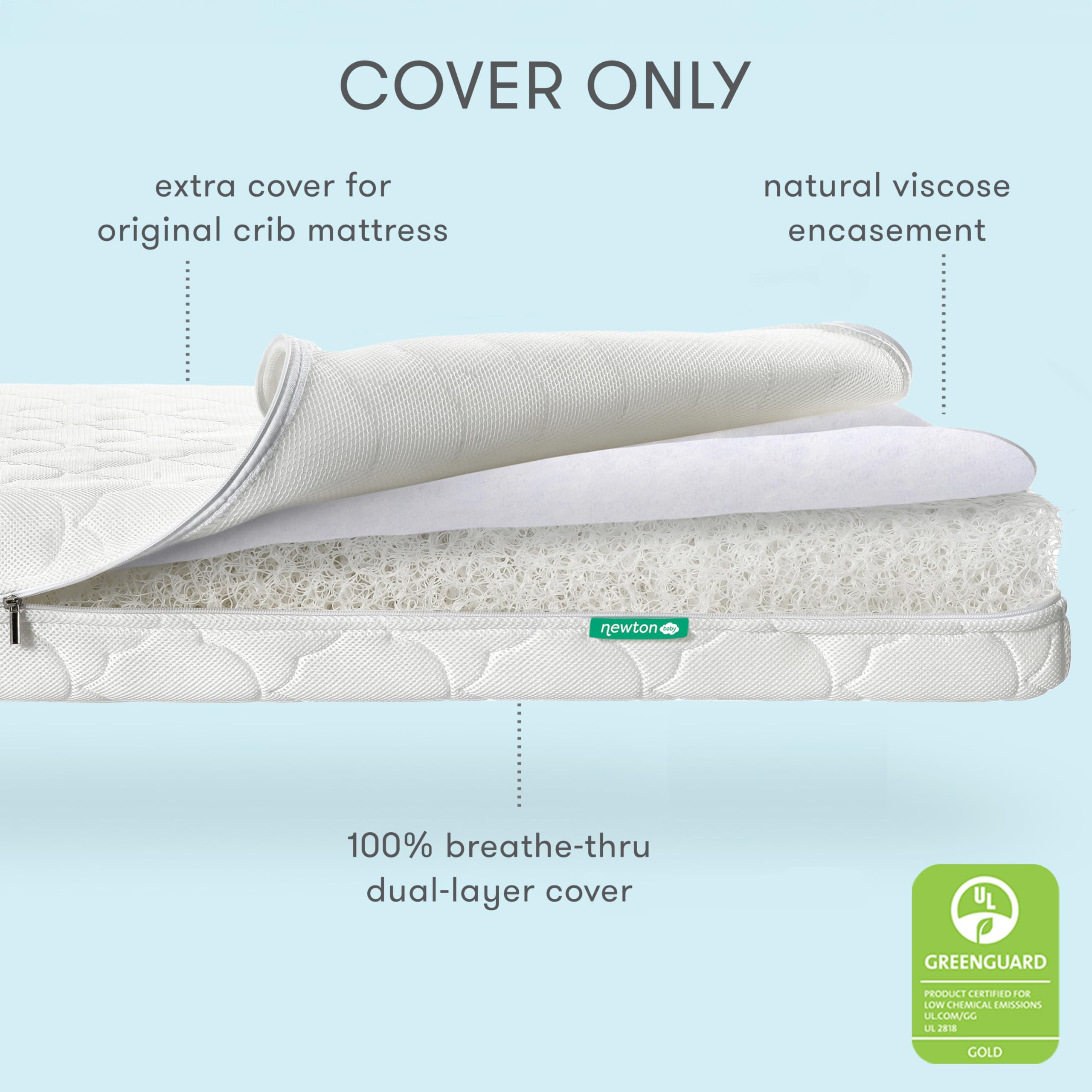 Newton Baby spare cover breathable fabric detail emphasizing quick-change convenience