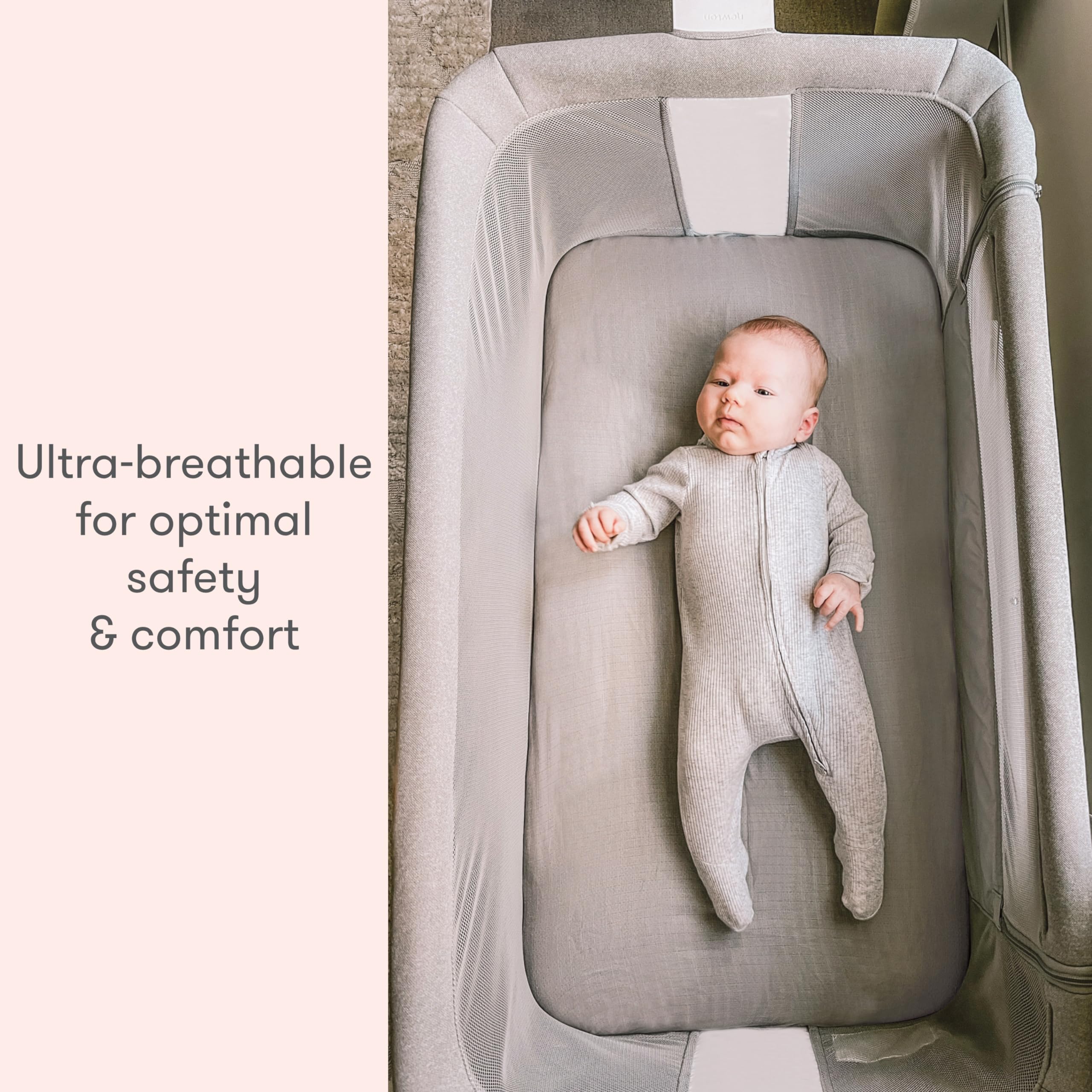 Newton Baby ultra-breathable muslin fabric promotes airy, comfortable sleep for baby