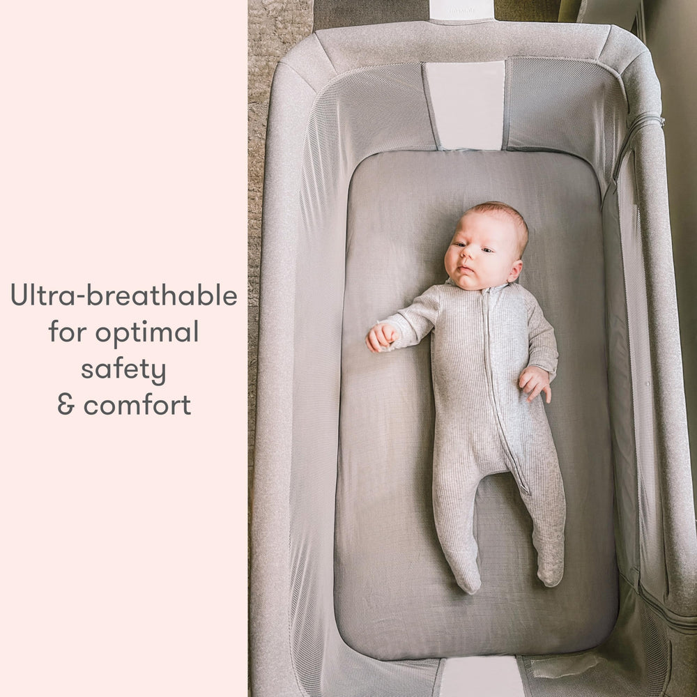 Newton Baby ultra-breathable muslin fabric promotes airy, comfortable sleep for baby