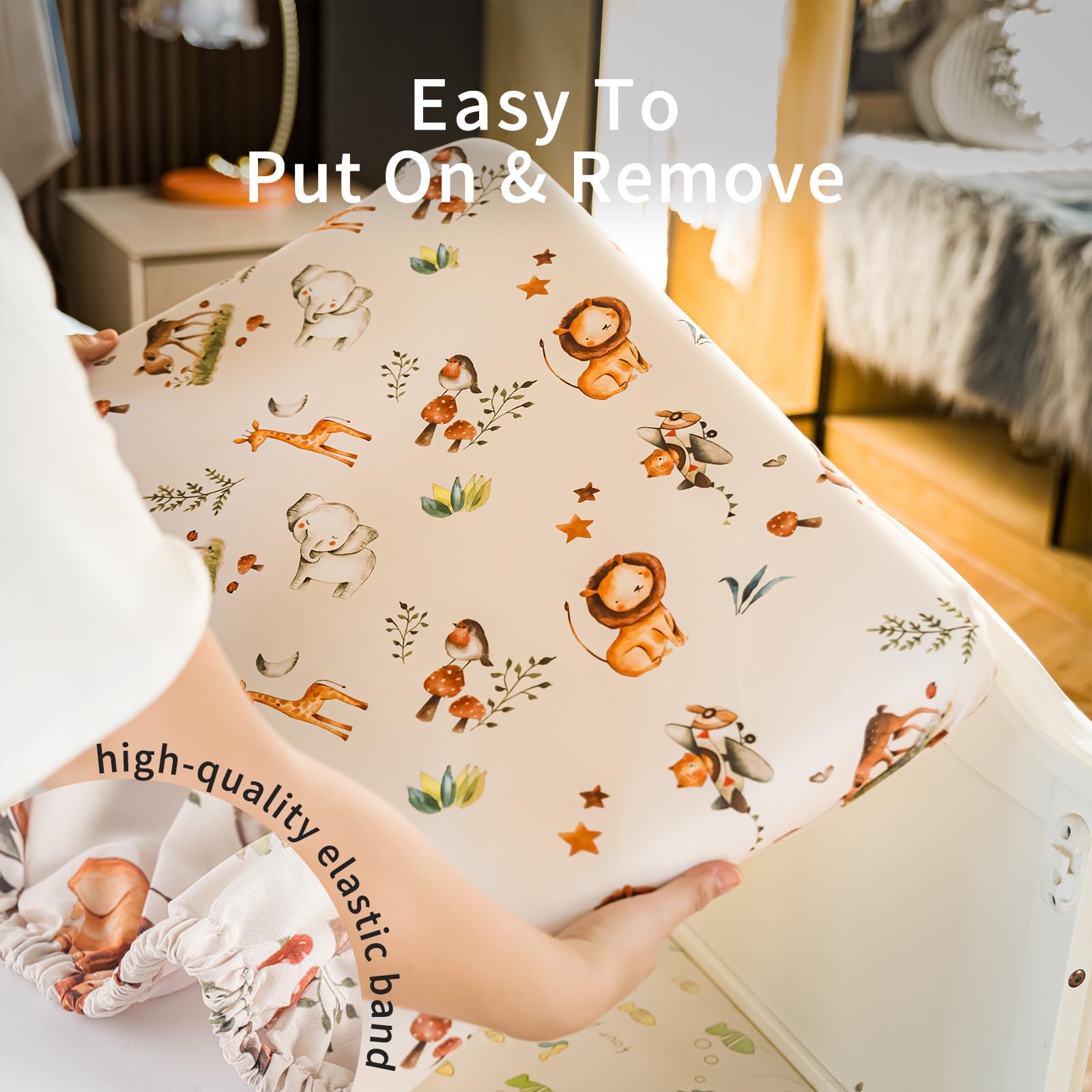 Newvenper crib sheet elastic-band quick fit secures installation