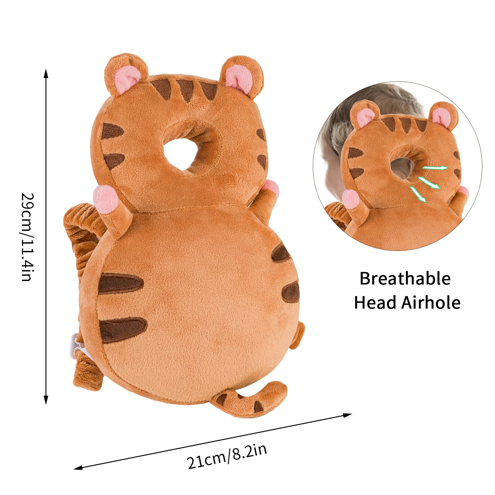 Newvenper tiger head protector worn as a practical toddler backpack.