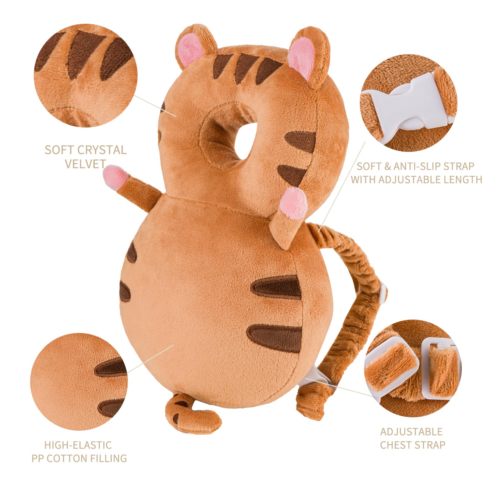 Newvenper toddler head protector with strap adjustment for secure, comfortable fit.