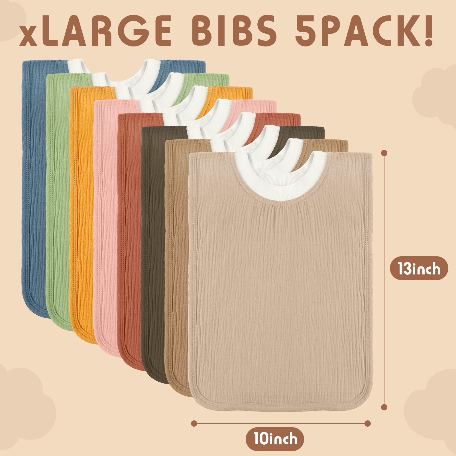 Newwiee 8 Pcs Bibs side view showing easy-slip pullover design for comfortable wear.