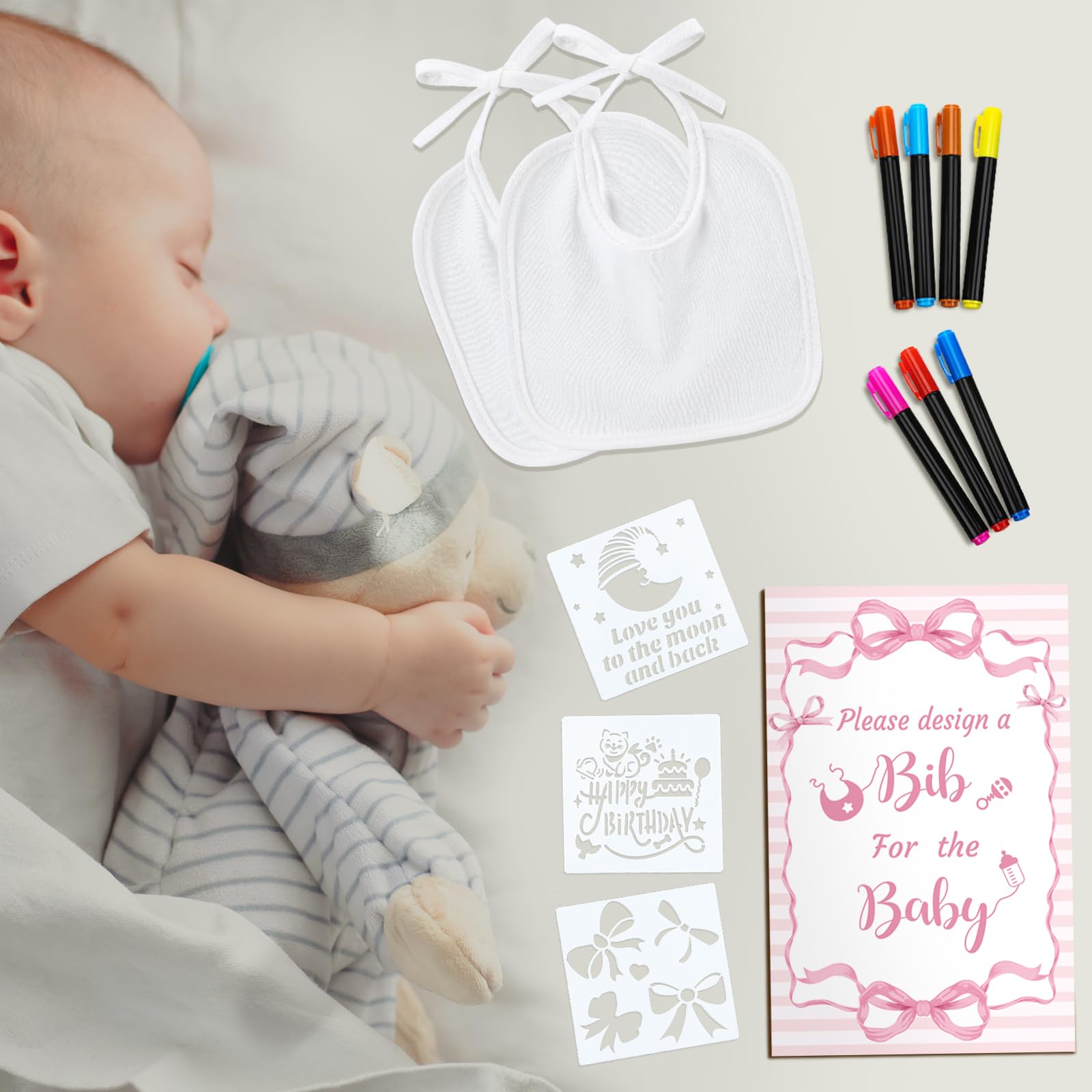 Newwiee DIY bibs in 7x7 inch size for easy wear.