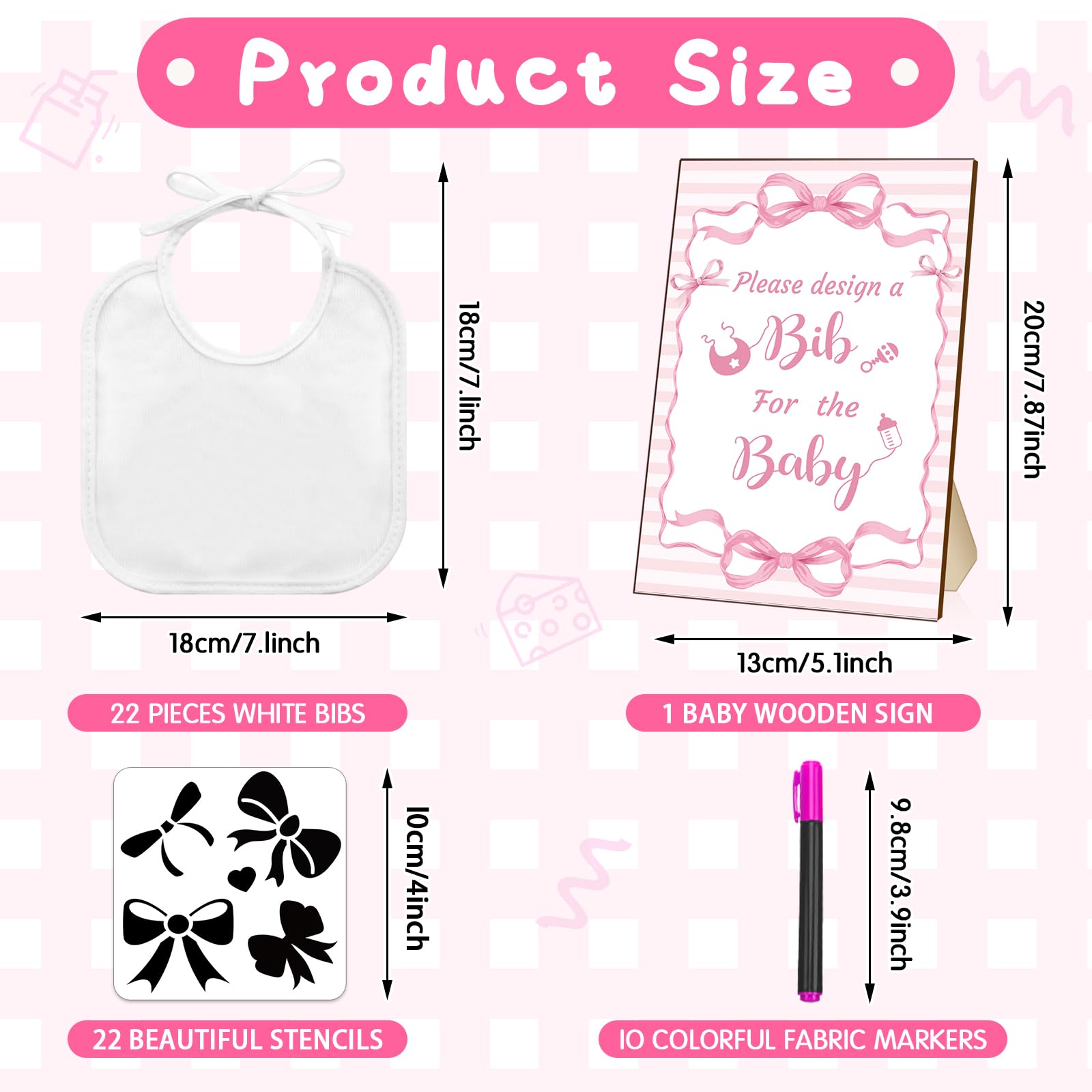 Newwiee bibs stencils show 22 patterns for personalized baby gifts.