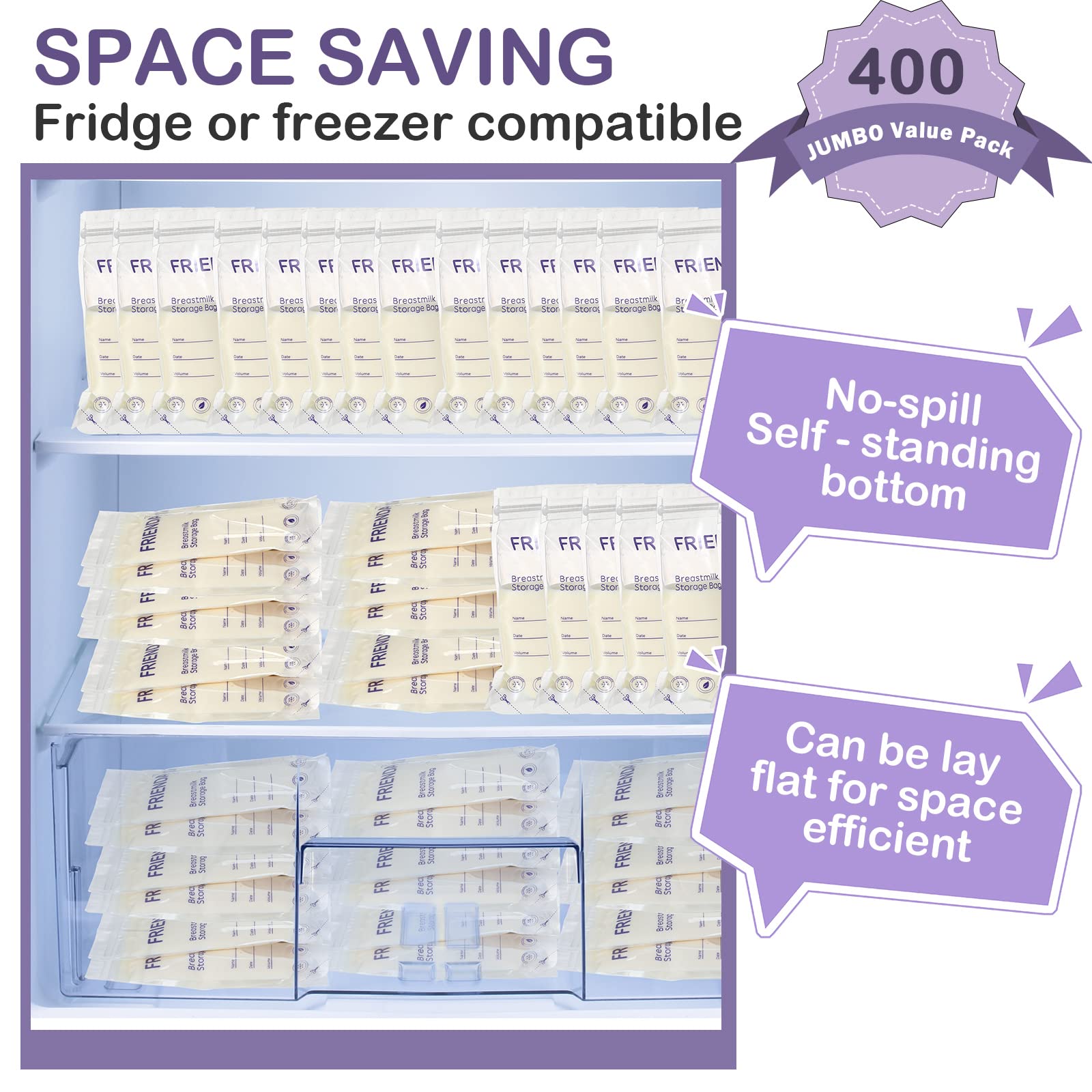 Newwiee breastmilk bags anti-contamination design with controlled pour
