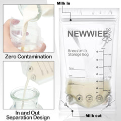 Newwiee bag demonstrates double opening for easy pouring.