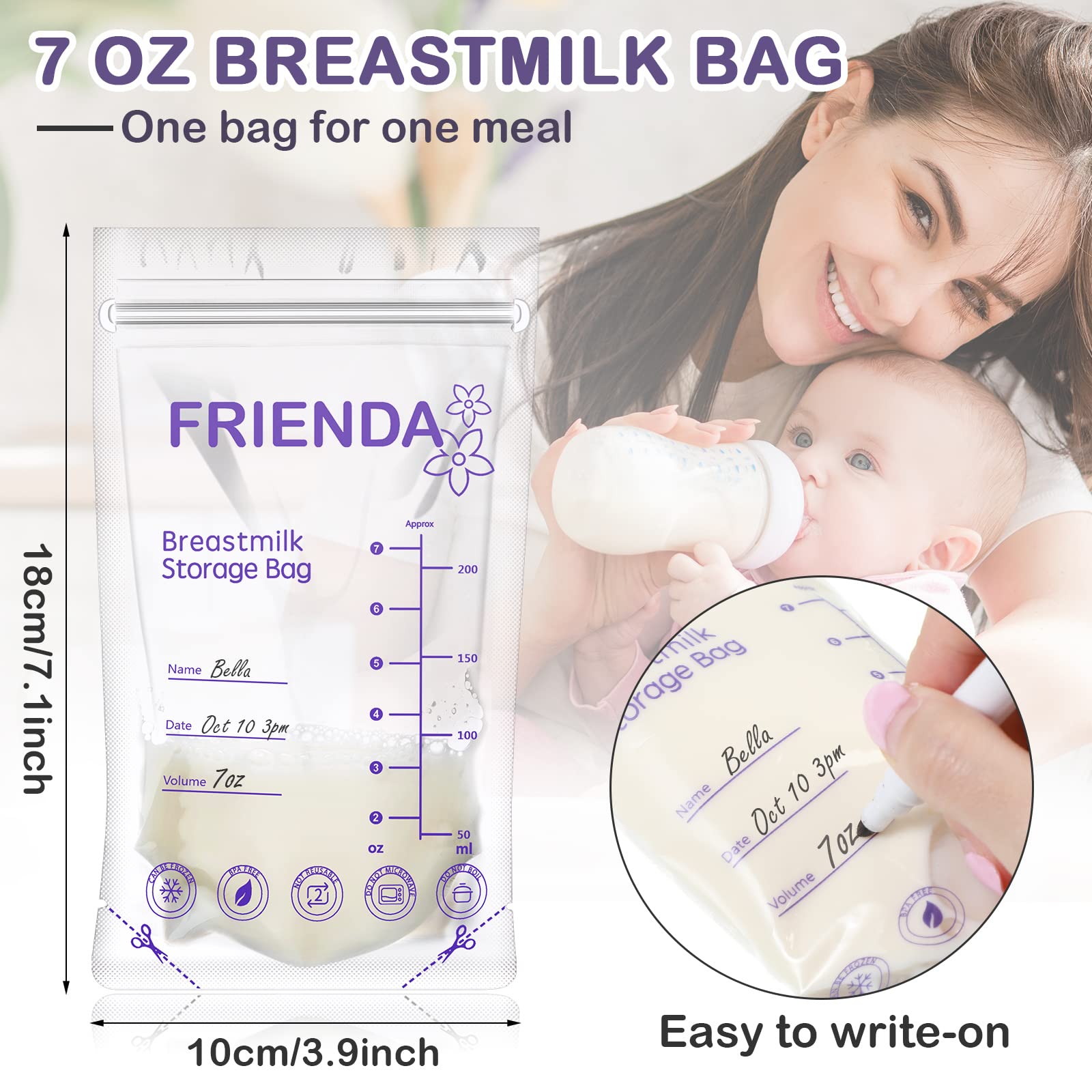 Newwiee breastmilk bags with double zipper seal for secure storage