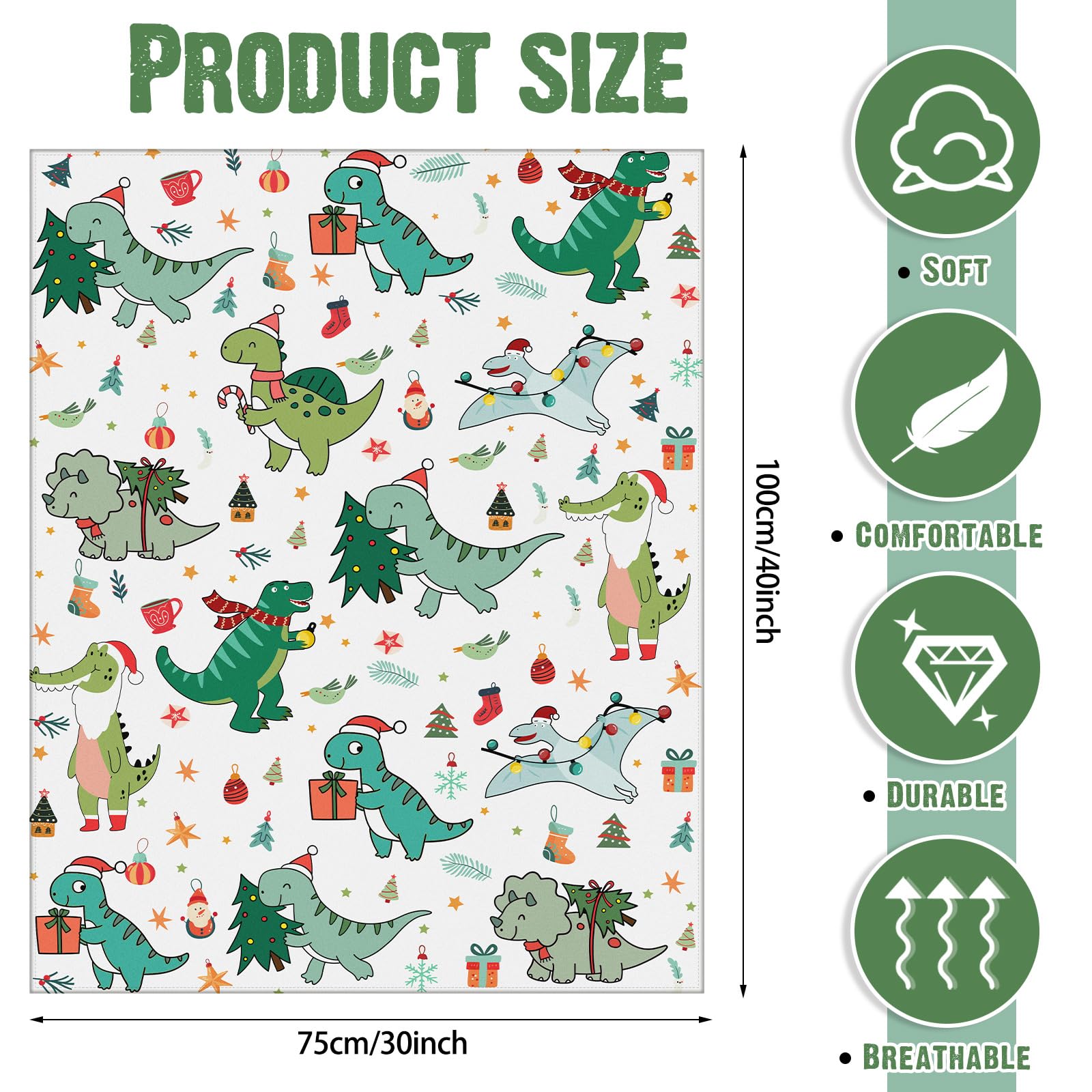 Newwiee Christmas dinosaurs blanket folded for compact travel and quick snugs