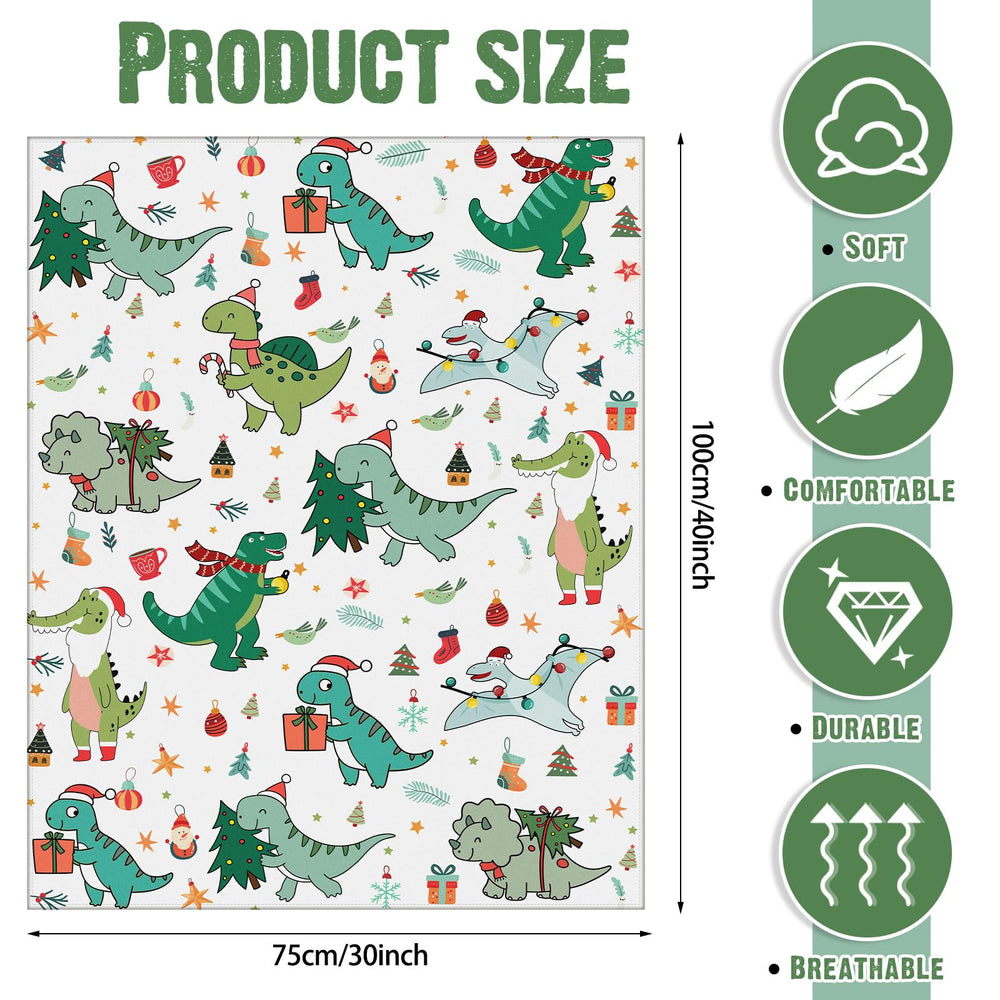 Newwiee Christmas dinosaurs blanket folded for compact travel and quick snugs