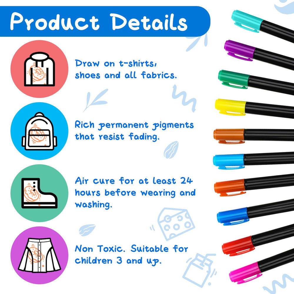 Newwiee fabric markers quick-drying and washable for vibrant, lasting artwork.