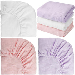 Newwiee Graceful crib sheets triple pack in soft muslin for cozy baby sleep
