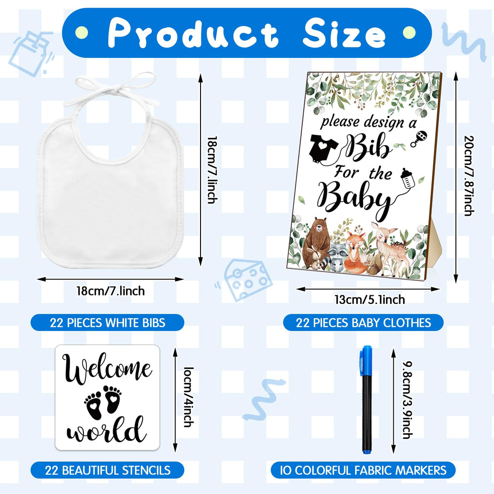 Newwiee PET stencils with 22 patterns guide crisp bib designs.