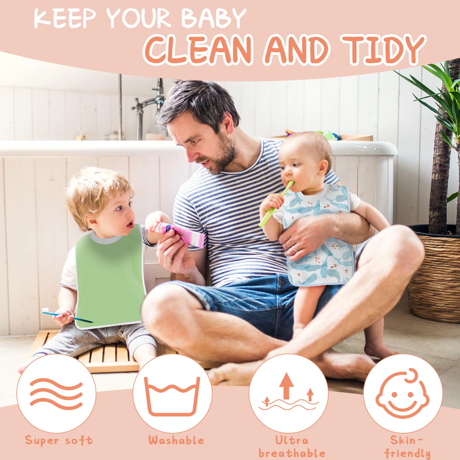 Newwiee toddler bib multiuse as burp cloth and wiping cloth.