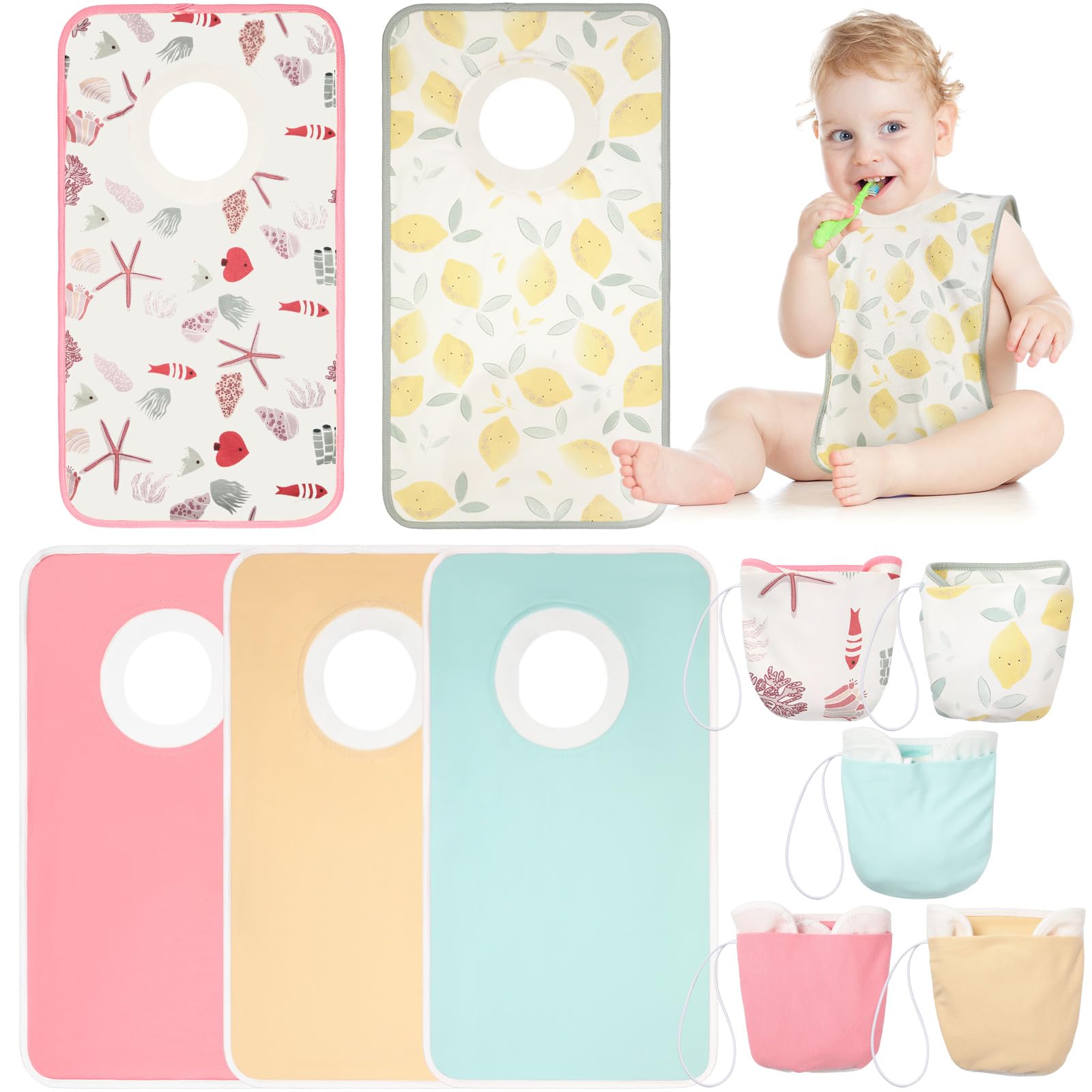 Newwiee toddler large towel bib variety styles protect outfits on outings.