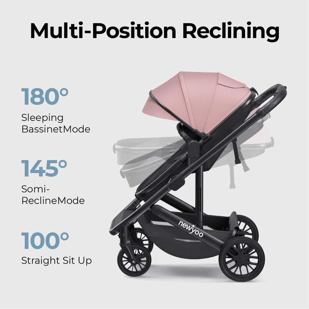 newyoo Nestro 516M 2-in-1 recline promoting newborn comfort and nap-ready rides.