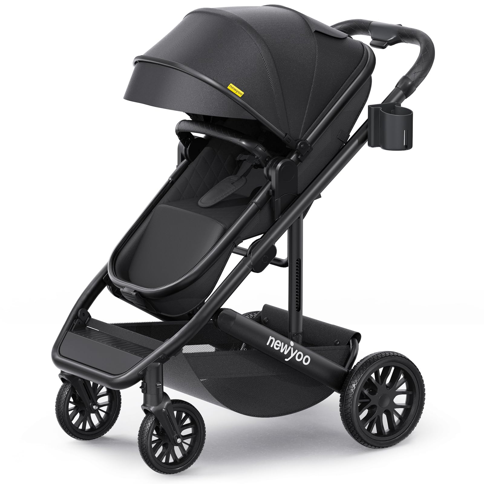 Newyoo Nestro 516M convertible stroller in recline mode supports newborn comfort during outings.