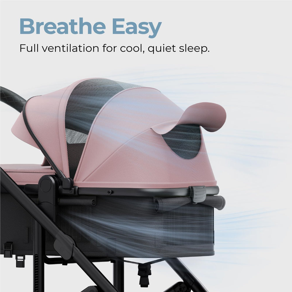 newyoo Nestro 516M zip-out canopy provides shade on sunny days.