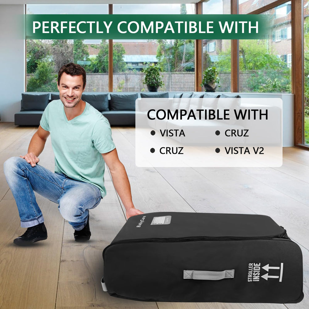 Nexanic stroller travel bag featuring wheeled design for easy airport maneuvering