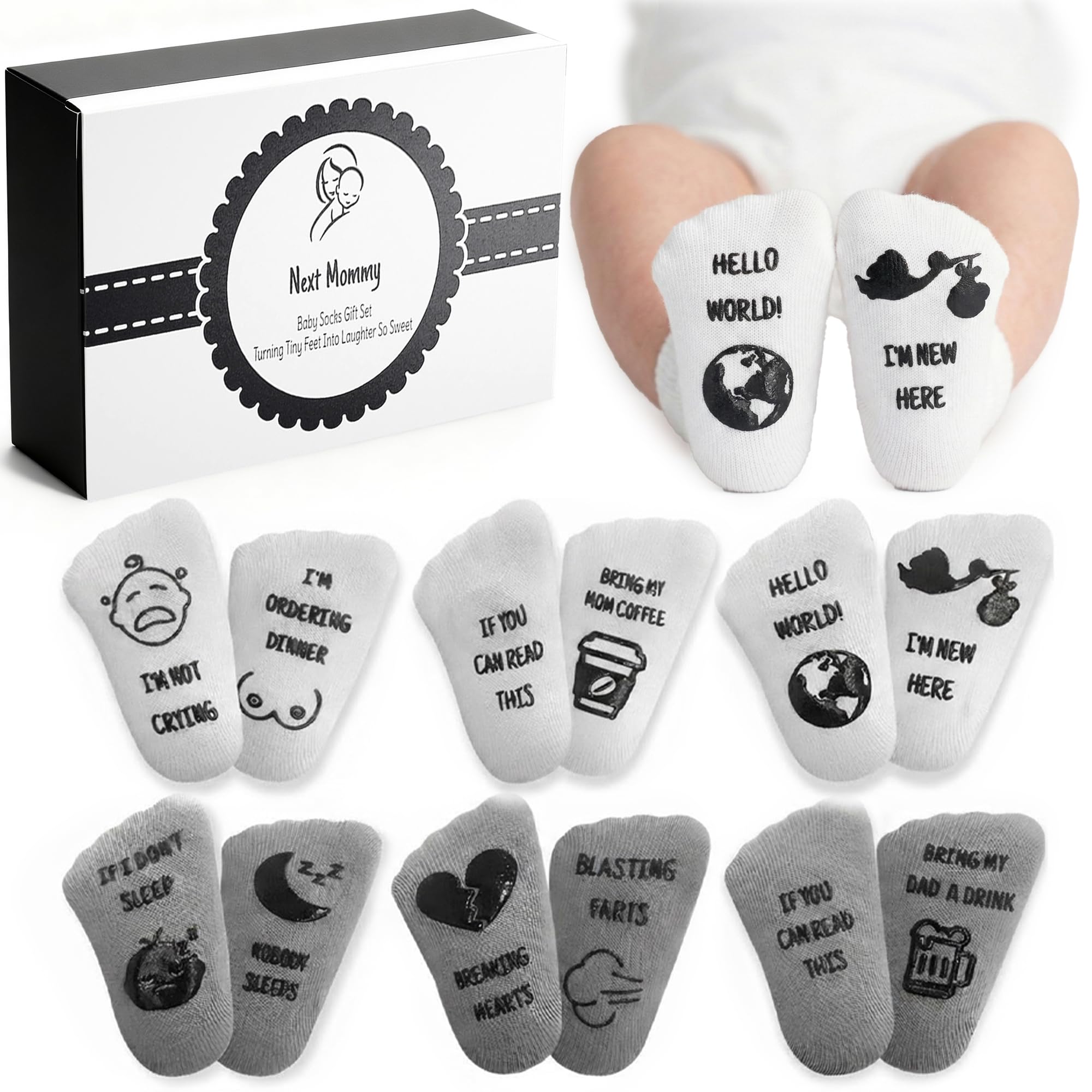 NEXT MOMMY six-designs baby socks on tiny feet add cheerful daily style