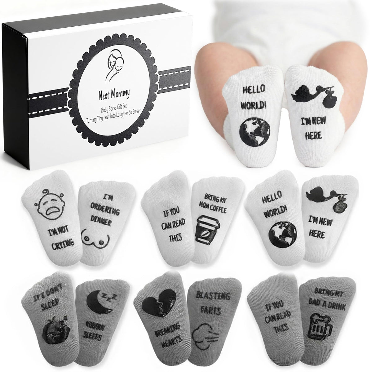 NEXT MOMMY six-designs baby socks on tiny feet add cheerful daily style