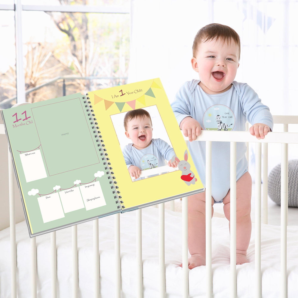 NEXT MOMMY gender-neutral design on the memory book for any family.