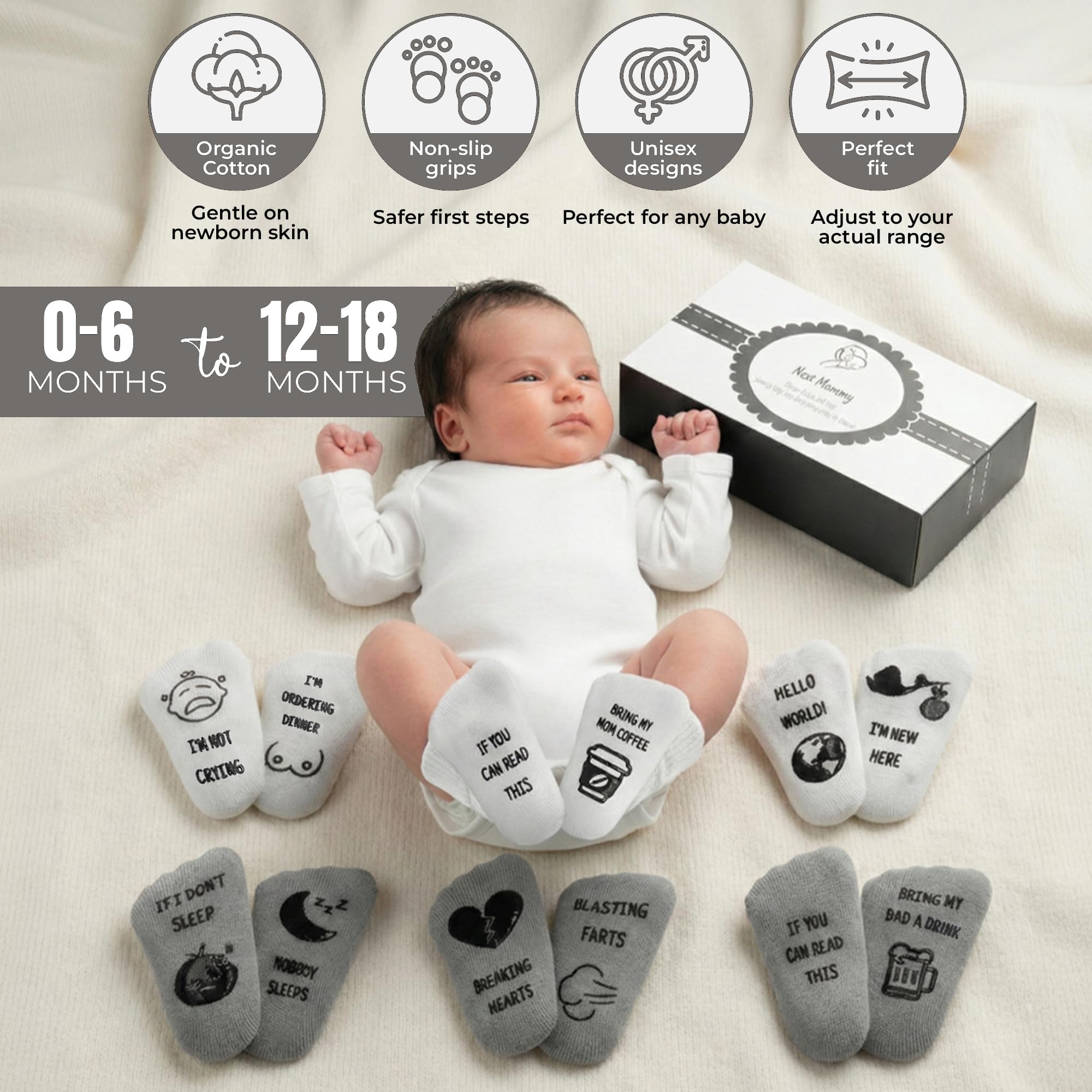 NEXT MOMMY reinforced-toe non-slip socks keep little toes durable during playtime