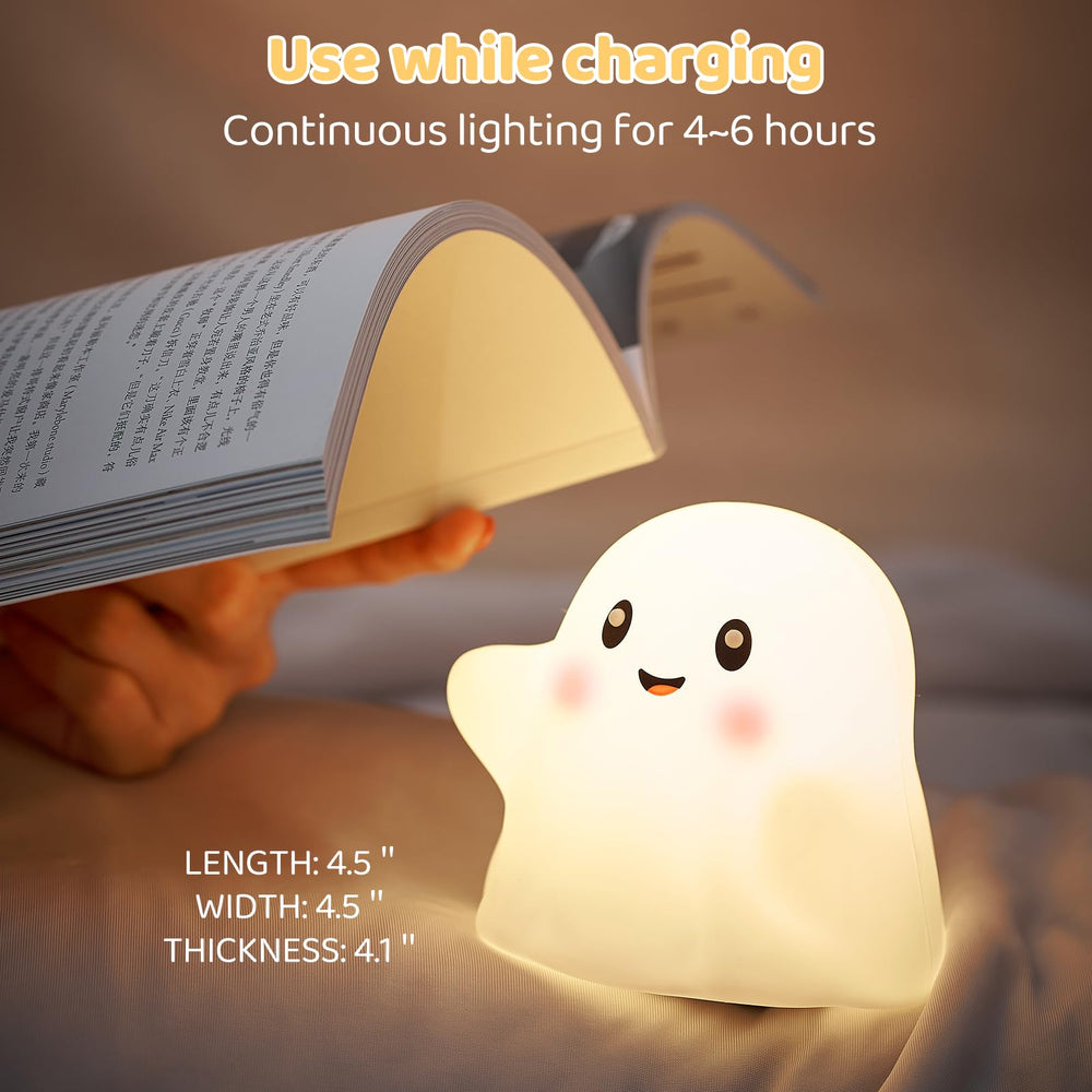 Nextangg Ghost Night Light in a cozy bedroom setup creates a friendly night-time ambience.