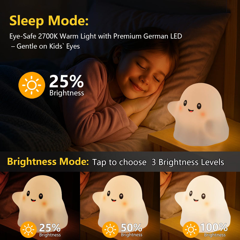 Nextangg Ghost Night Light side view shows compact, kid-friendly design in a nursery.