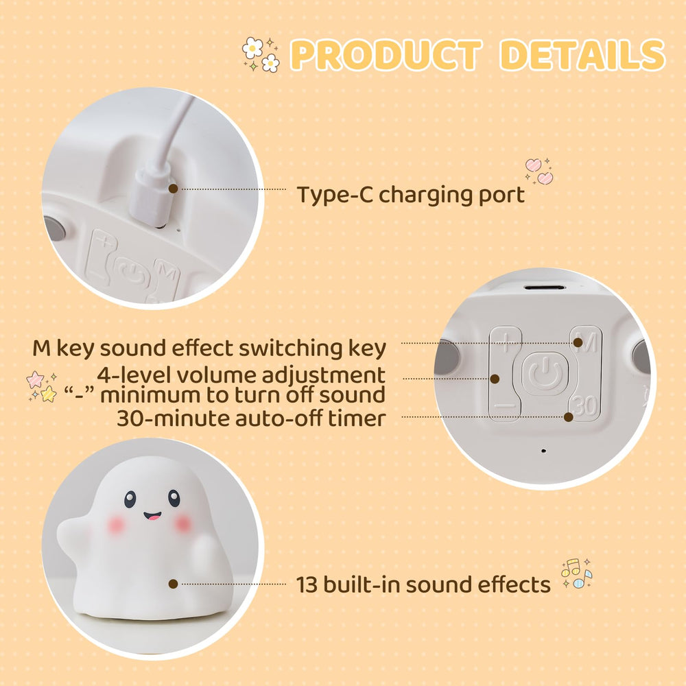 Nextangg Ghost Night Light silicone texture emphasizes squishy, safe touch for kids.