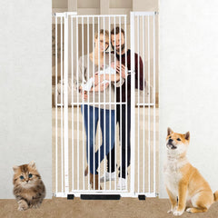 NexusSmash 71-inch extra tall gate front view shows sturdy steel construction for doorway containment.