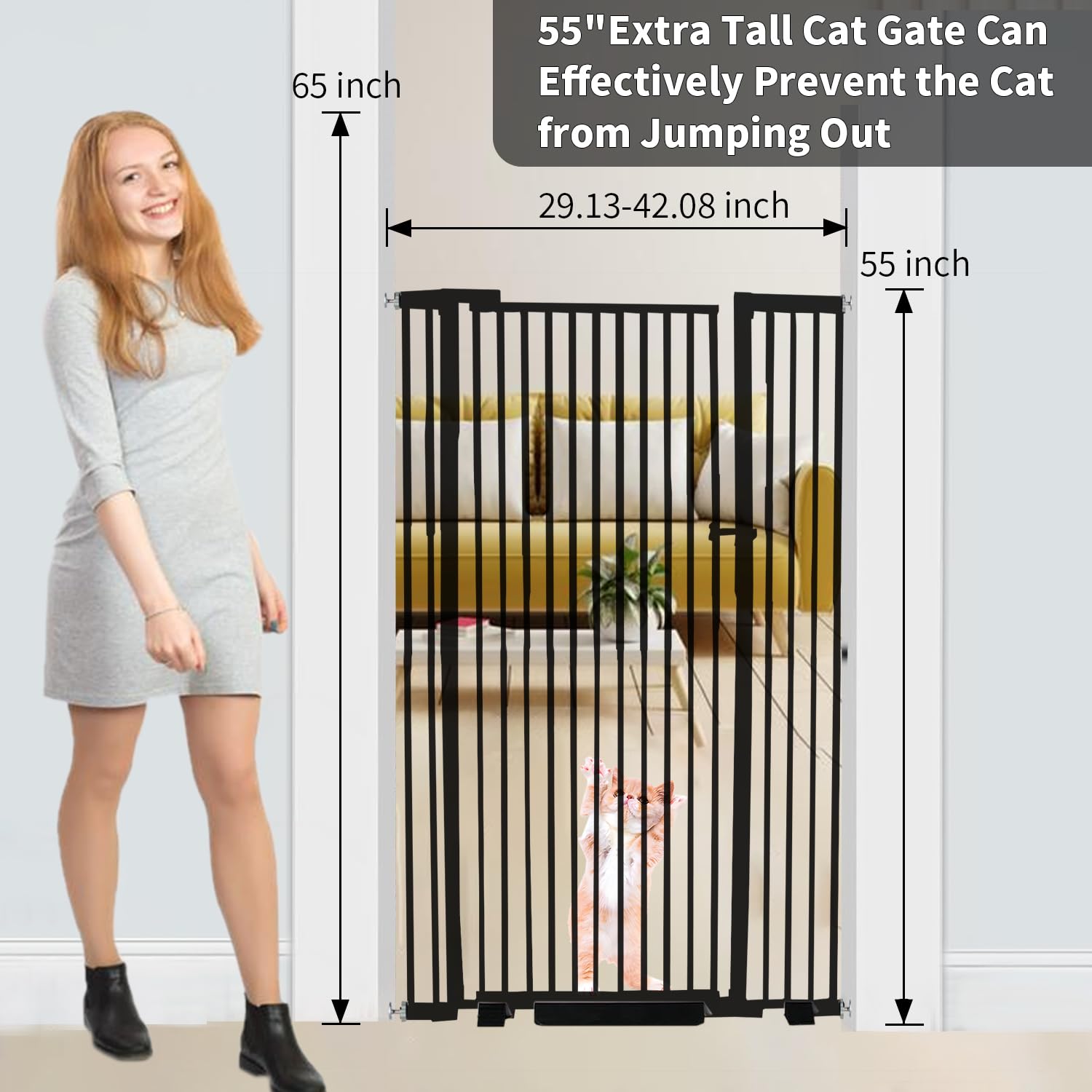 NexusSmash adjustable-wide gate fits stairs and doorways 29.92 to 43 inches