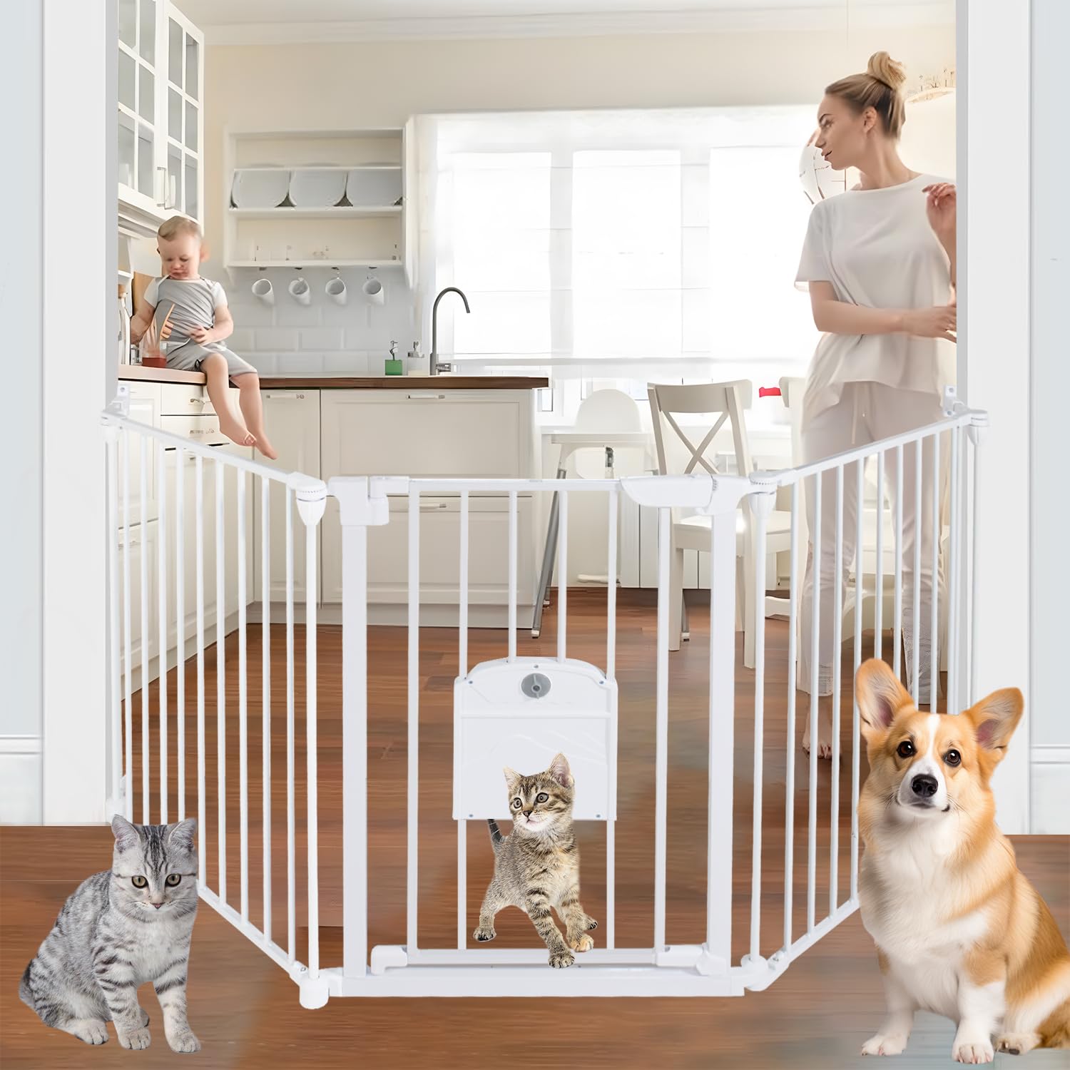 NexusSmash extra-wide baby gate in a doorway showing wide opening compatibility.