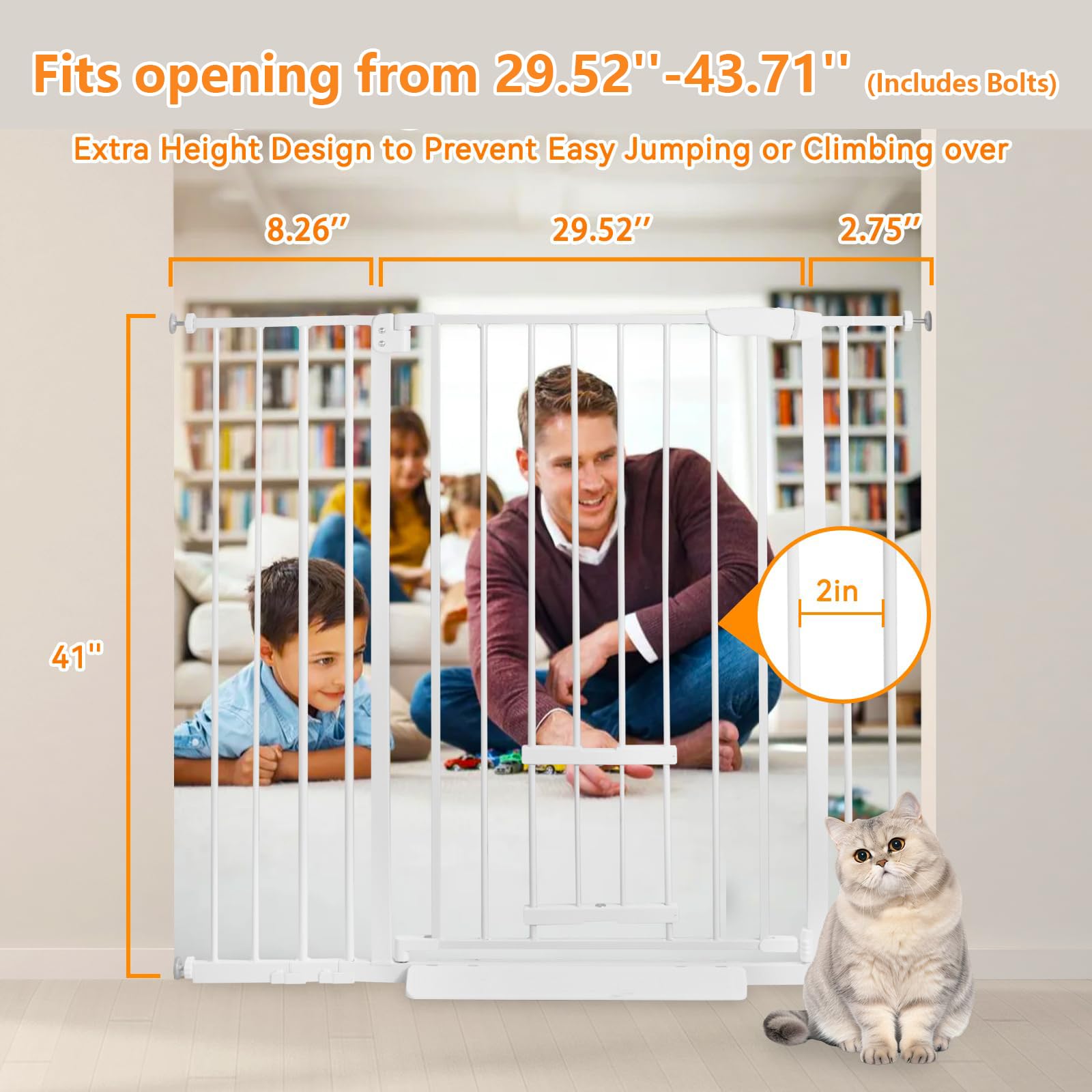 NexusSmash 41in gate with auto-close keeps pets and children safely contained at all times.