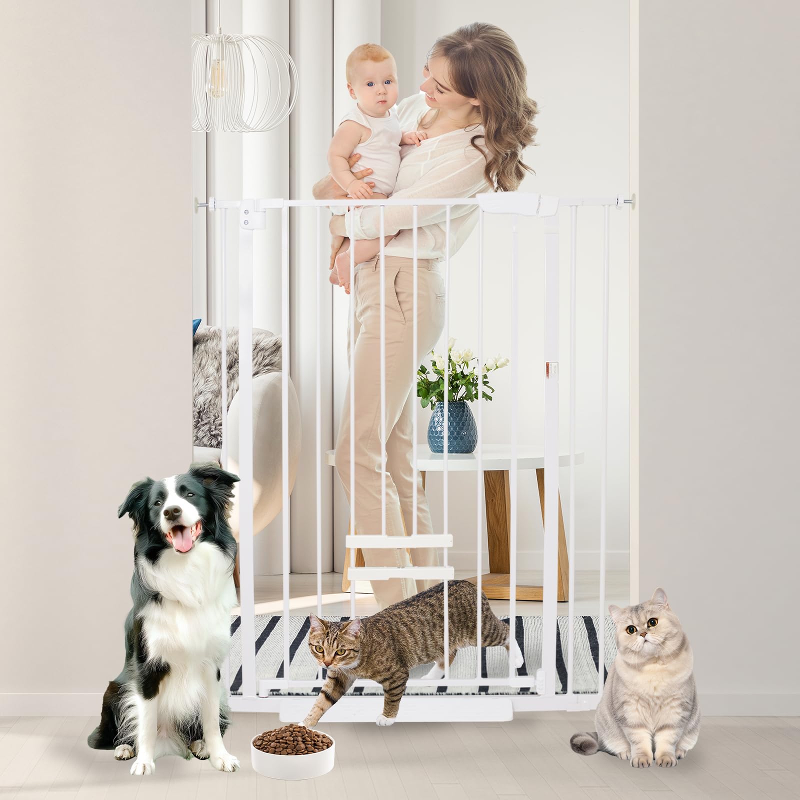 NexusSmash 41-inch tall gate on stairs provides safe separation for pets and kids.