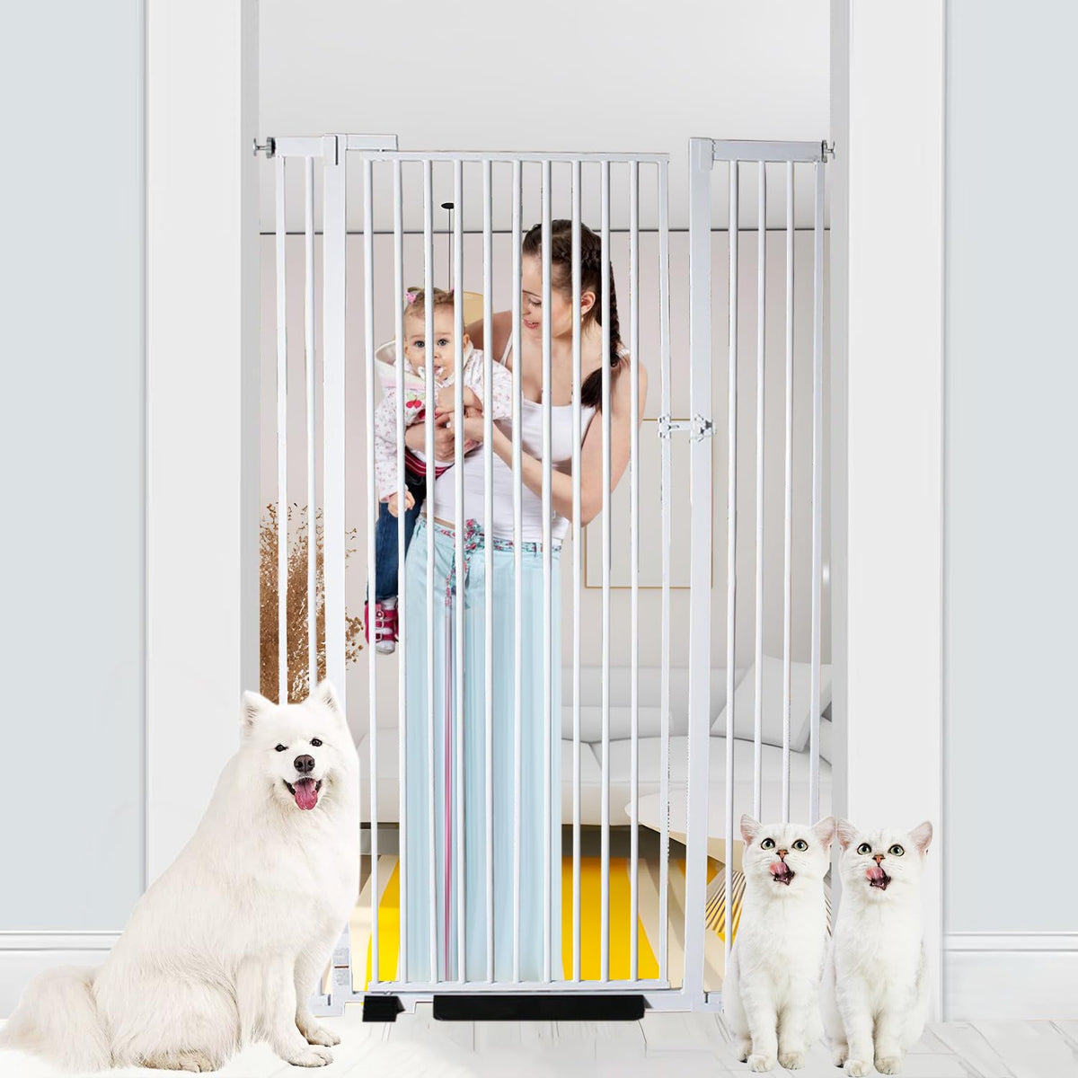 NexusSmash 55.1-inch gate shows tall containment to prevent jumping over for curious cats.