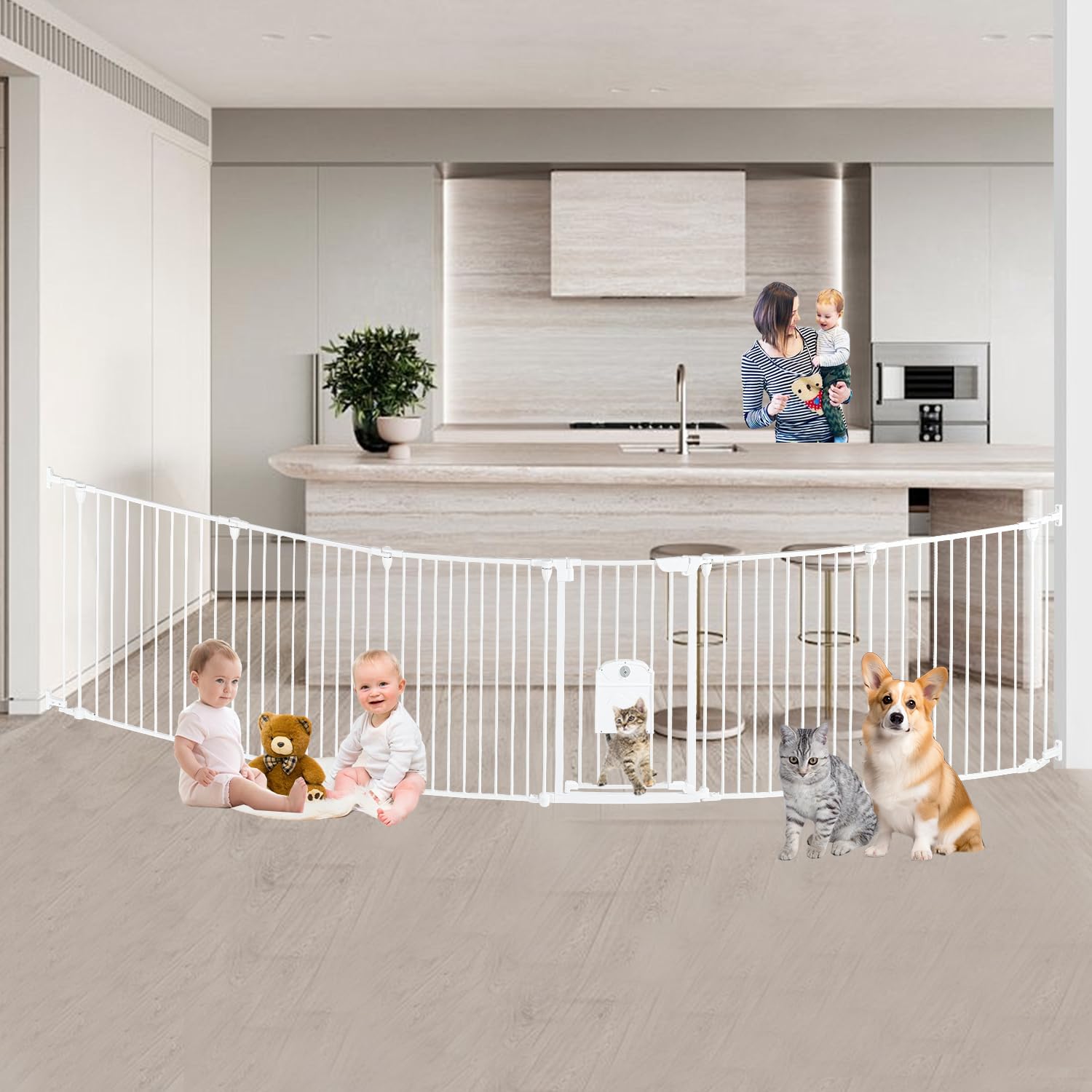NexusSmash extra-wide gate walk-through for easy stroller access and wide openings.